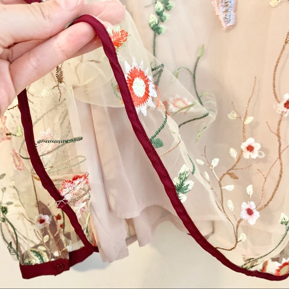 ENTRO Floral Embroidered Cold Shoulder Sleeved Top - Picture 8 of 10